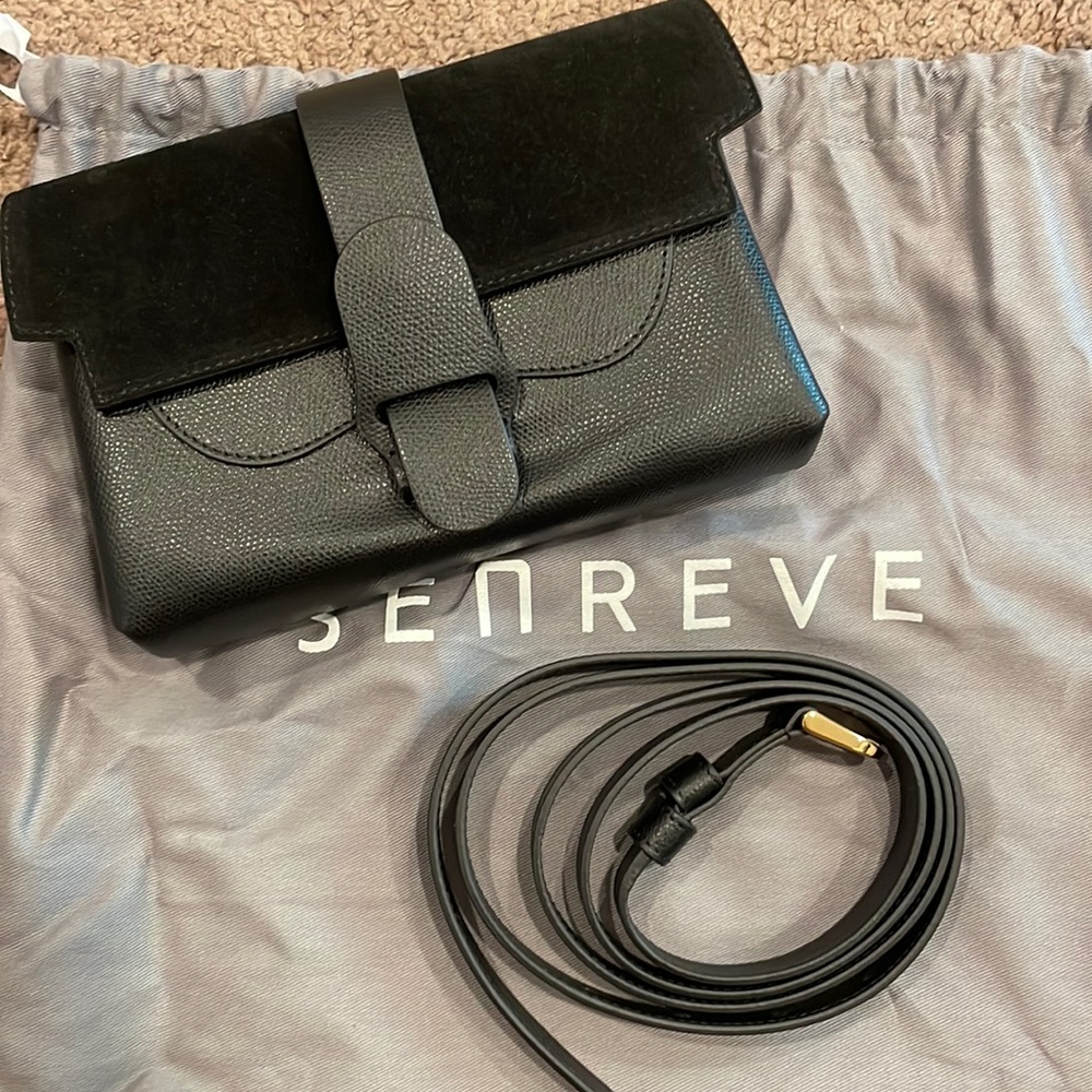 Brand new senreve aria mixed leather black suede belt bag